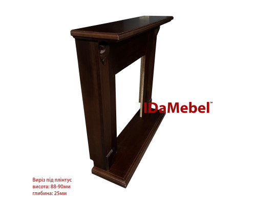 Каминокомплект IDaMebel Carolina орех Fobos Black (вырез под плинтус 90x25)
