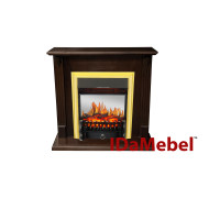 Каминокомплект IDaMebel Carolina орех Fobos Brass (вырез под плинтус 90x25)