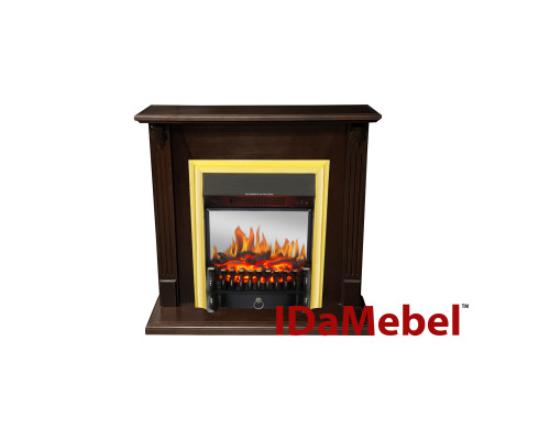 Каминокомплект IDaMebel Carolina орех Fobos Brass (вырез под плинтус 90x25)