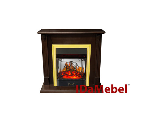 Каминокомплект IDaMebel Carolina орех Majestic Brass (вырез под плинтус 90x25)