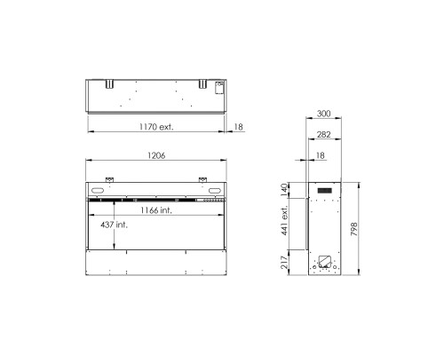 Электрокамин с обогревом Faber by Dimplex E-Slim Linear 1200-450 фронтальный паровой