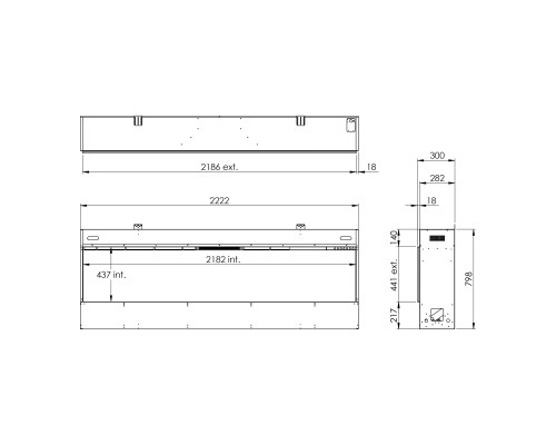 Электрокамин с обогревом Faber by Dimplex E-Slim Linear 2200-450 фронтальный паровой